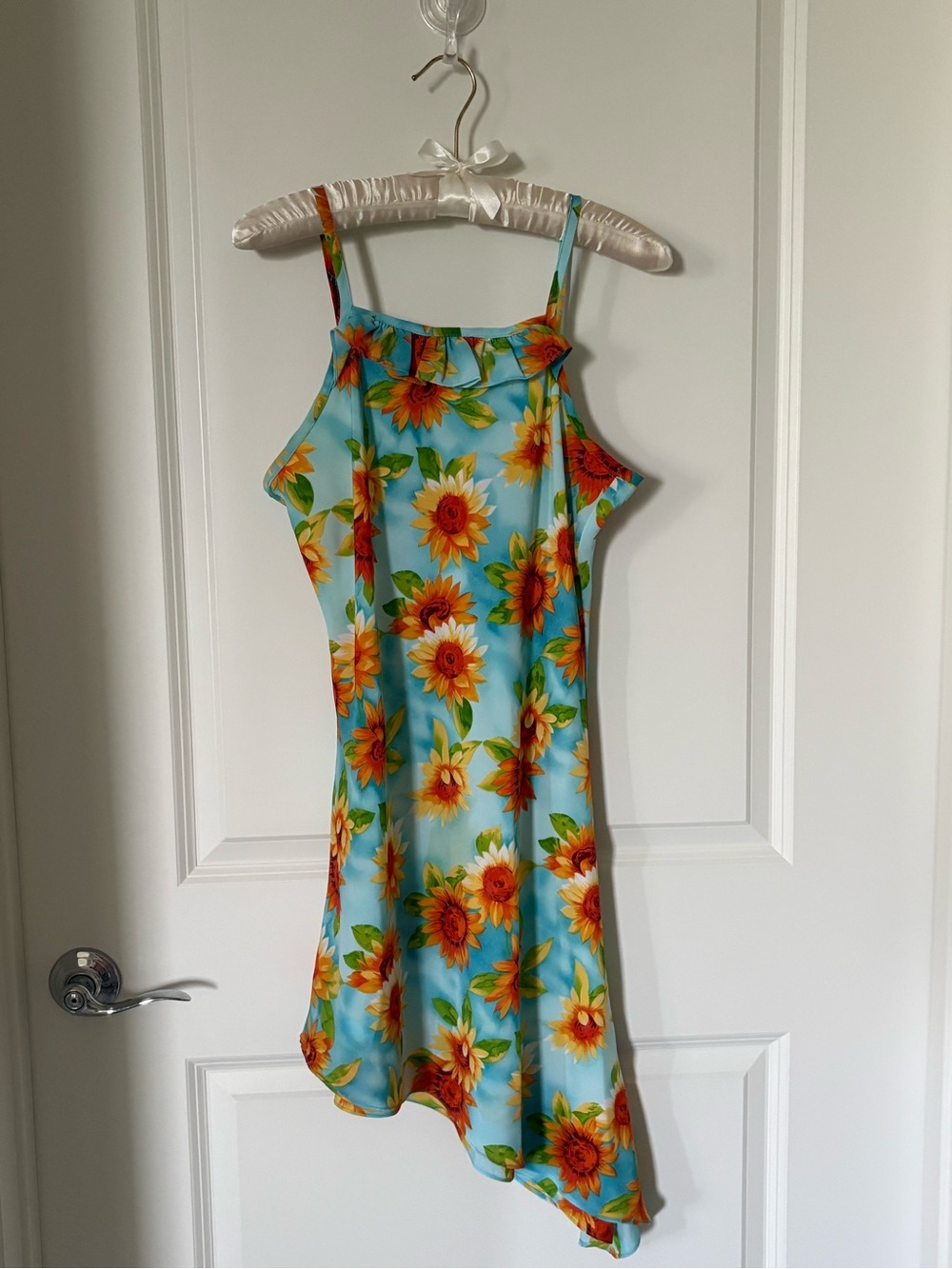 LUCENT Sunflower Print Blue Slip Dress Size M